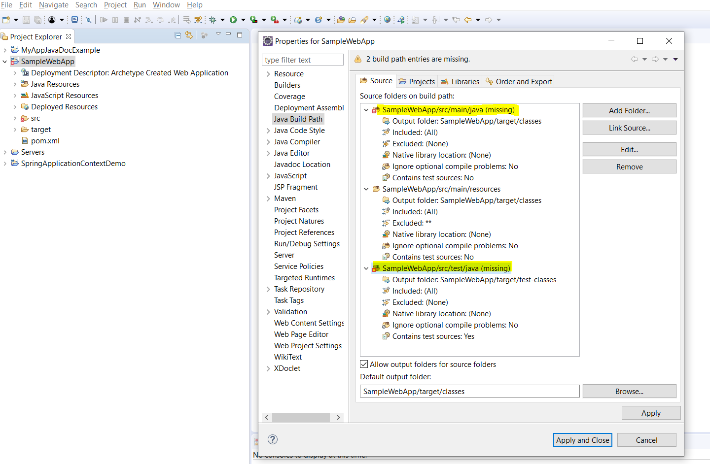 Java build path not showing for project in eclipse mac engfoz